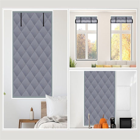 3 Layer 30*56 Inches Winter Insulated Window Curtain-Oxford Thermal Insulated Window Blanket with Fastener-Gray Window Insulation Kit for Winter Keeping Warm