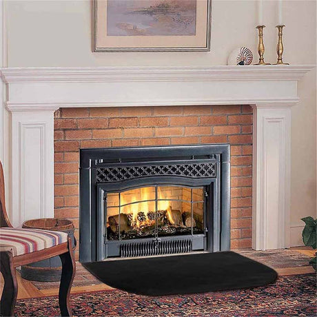Fireproof Fireplace Mat & Hearth Rug 19.7*39.4Inch Half Round Hearth Stove Rug Protects Floors, Decks and Patios from Sparks Embers, Black