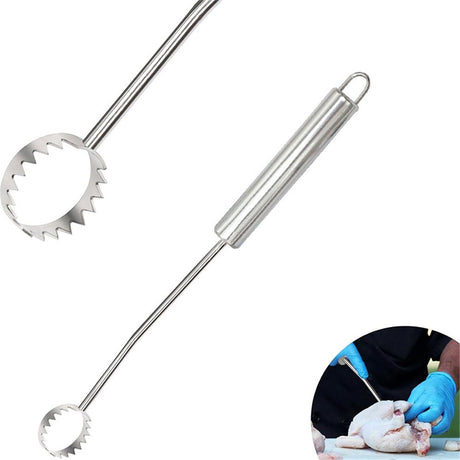Stainless Steel Lung Remover, Textured Handle, Angled Head, Easy Clean Materials,Lung Scraper of Chicken Processing Equipment, Easily Removes Poultry Lungs,  Handle, Chicken