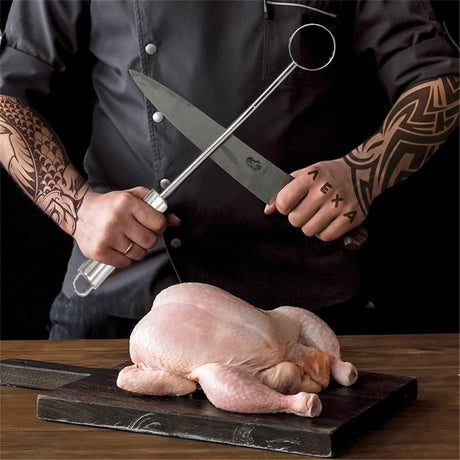 Stainless Steel Lung Remover, Textured Handle, Angled Head, Easy Clean Materials,Lung Scraper of Chicken Processing Equipment, Easily Removes Poultry Lungs,  Handle, Chicken