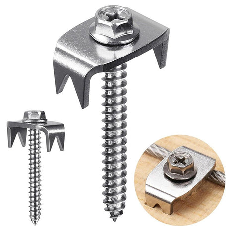 Fence Staples, 304 Stainless Steel Fence Nails for Softwood, Reusable Wire Fence Staples Screws for Mesh and Woven Fencing, 50pcs Fence Fasteners with Wire Fixer Hold Wire Firmly