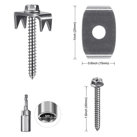 Fence Staples, 304 Stainless Steel Fence Nails for Softwood, Reusable Wire Fence Staples Screws for Mesh and Woven Fencing, 50pcs Fence Fasteners with Wire Fixer Hold Wire Firmly