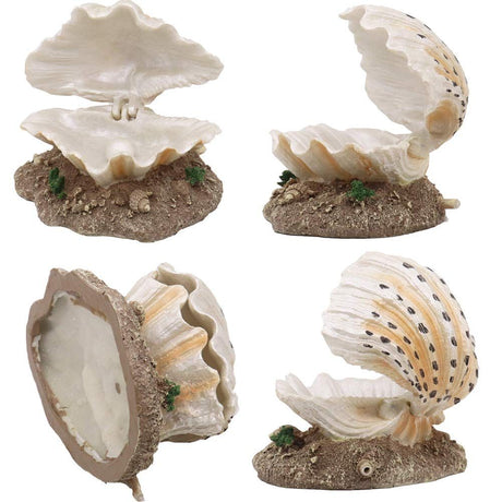Aquarium Shell Decoration with Air Stone Bubble Tropical Clam Ornament  Aquarium Landscaping Decoration