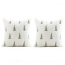 Christmas Pillow Covers 18x18 inch Set of 2 Green Embroidered Christmas Tree Decoration Beige Soft Plush Faux Fur Jacquard Throw Pillows for Bedroom Sofa Holiday Winter Home Decor