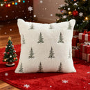 Christmas Pillow Covers 18x18 inch Set of 2 Green Embroidered Christmas Tree Decoration Beige Soft Plush Faux Fur Jacquard Throw Pillows for Bedroom Sofa Holiday Winter Home Decor