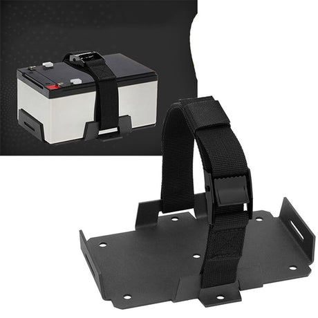 Small Battery Tray Fit 12V-6V /  7AH 8AH 9AH 12AH 15AH Batteries and More, Adjustable Hold-Down Strap Battery Mount Compatible with Boats, Kayaks, Motorcycles, ATVs, Generators, Jetskis