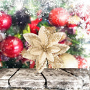 15 Pcs Flowers for Christmas Tree, Silvery Glitter Artificial Flowers Decorations for Xmas Tree Ornaments and Wreath
