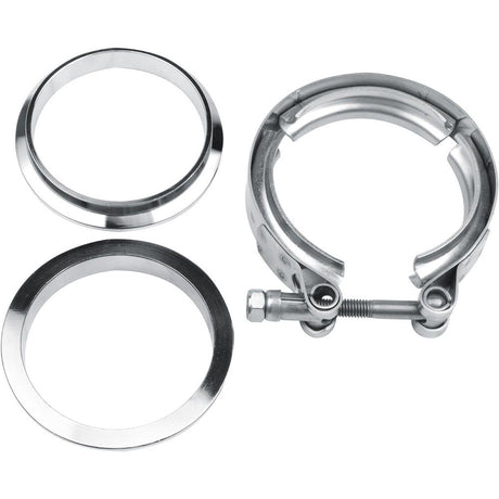 3.0 Inch V Band Clamp for Flange Kit Stainless Steel (with flanges) 304 Stainless Steel, for Turbo Exhaust Downpipe, Racing Pickup Truck Exchange Exhaust Systems