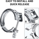 3.0 Inch V Band Clamp for Flange Kit Stainless Steel (with flanges) 304 Stainless Steel, for Turbo Exhaust Downpipe, Racing Pickup Truck Exchange Exhaust Systems