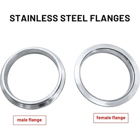 3.0 Inch V Band Clamp for Flange Kit Stainless Steel (with flanges) 304 Stainless Steel, for Turbo Exhaust Downpipe, Racing Pickup Truck Exchange Exhaust Systems