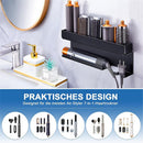 7 in 1 Storage Hair Dryer Holder for Curling Iron Accessories, Hair Tool Organizer Wall Mount, Curling Iron Holder Organizer, Bathroom Hair Straightener Holder Stand for Styler Attachments Organizer, Black