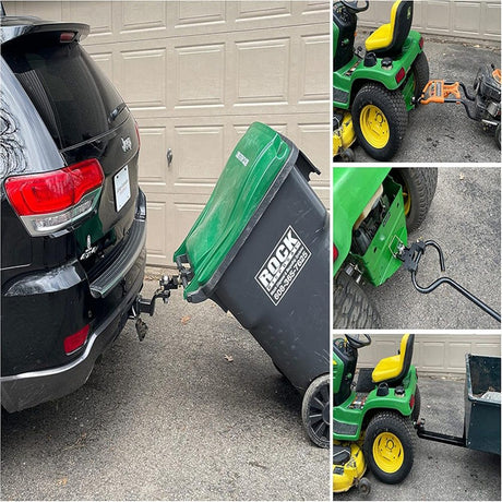 Premium Combo Hitch, Haul Pin Hitch, Handled Lawn, and Garden Equipment, or Wheeled Garbage Cans - by Garbage Commander