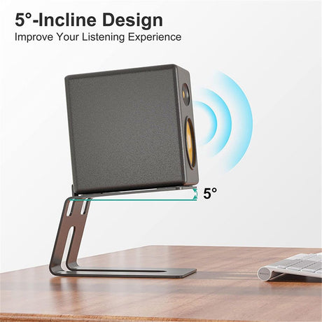 Desktop Speaker Stands with Vibration Absorption Pads, Metal Speaker Stands Pair Support Up to 10lbs,Bookshelf Speaker Stands for Better Audio Experience