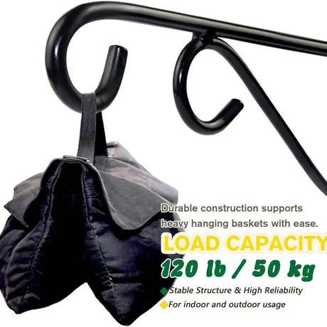 2 Pack 12 Inch Plant Hangers Outdoor Bracket, Indoor Wall Mount Metal Heavy Duty Rust-Resistant Bird Feeder Plant Hooks for Hanging Planters, Flower Baskets, Black