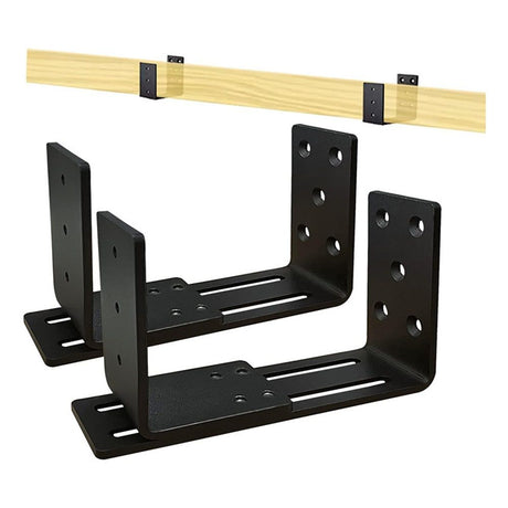 Adjustable Barricade Brackets (2pcs) - Drop Open Bar Holder for Security Door Reinforcement Steel U Bracket for Outswing and Inswing Doors or Gates