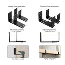 Adjustable Barricade Brackets (2pcs) - Drop Open Bar Holder for Security Door Reinforcement Steel U Bracket for Outswing and Inswing Doors or Gates
