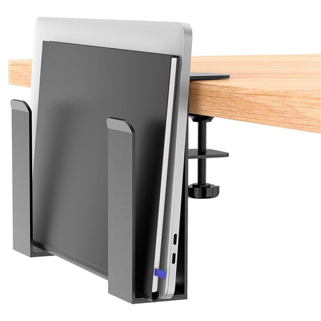 Adjustable Side Laptop Mount, No Drill Desk Storage Organizer, Metal Hanging Notebooks Holder, Punch-Free Clamp for MacBook Pro, Documents With Anti-Scratch Silicone