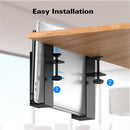 Adjustable Side Laptop Mount, No Drill Desk Storage Organizer, Metal Hanging Notebooks Holder, Punch-Free Clamp for MacBook Pro, Documents With Anti-Scratch Silicone