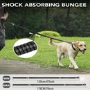 Dog Leash Heavy Duty, Shock Absorbing Bungee Lead with 2 Padded Handle, Metal Carabiner Clip, Car Seatbelt, Strong No Pull Leash for Medium Large Dogs, Black