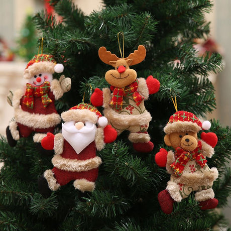4 pcs Christmas Plush Ornaments Xmas Plush Toy Xmas Tree Decorations Hanging Ornament Christmas Decorations Xmas Fireplace