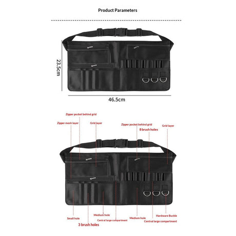 Professional Makeup Apron - Makeup Artist Brush belt , Brush Pouch Holder Multi Pockets with Belt Strap Bag (Brushes Not Included)