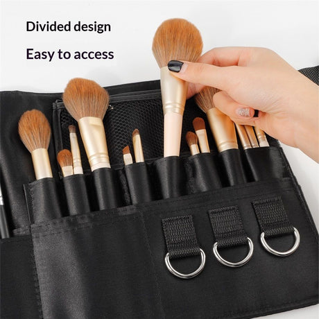 Professional Makeup Apron - Makeup Artist Brush belt , Brush Pouch Holder Multi Pockets with Belt Strap Bag (Brushes Not Included)