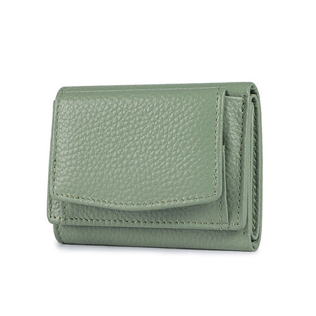 Small Leather Wallet for Women with Coin Pouch Compact Trifold Mini Pocket Wallet with Cash Slot and Card Holders Great for Daily or Travel (Green)