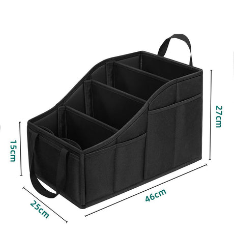 Car Seat Organizer Backseat Car Organizer with 4 Compartments, 4 Cup Holders and 7 Mesh Pockets for Front and Rear Seat, Black