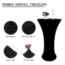 24x43 Inch Black Cocktail Table Cloth Fitted Round Bar Table Stretch Highboy Cocktail Table Covers for Banquet Outdoor Party Wedding Bar Round Bottom Black