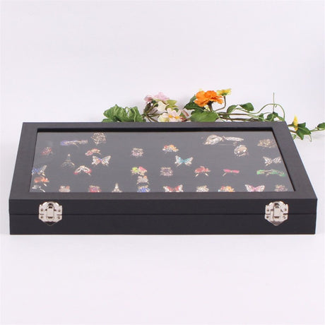 100 Slot Ring Holder Display Case - Black Jewelry Organizer with Transparent Lid, Ring Organizer For Jewelry Rings (oniy box)
