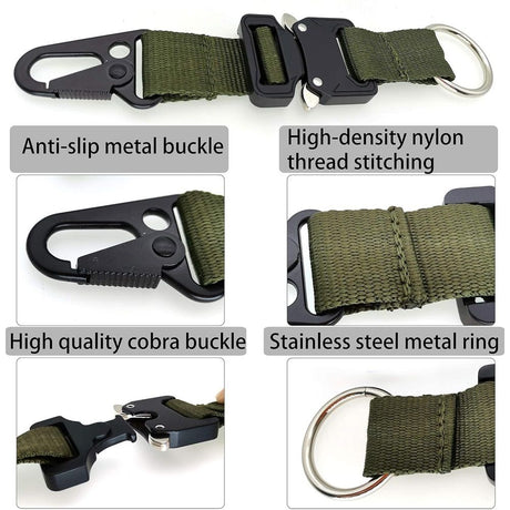2 pack Keychain for Men with Quick Release Buckle Gear Clips with Clip and Stainless Steel Ring（green）
