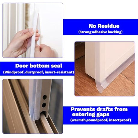 2 pack Silicone Seal Weather Stripping Tape 16.5 Feet Strip Bottom Draft Insulation Stopper Tape Weatherproof Soundproof for Door or Window Bathroom Shower Glass Gaps（45mm*5m）