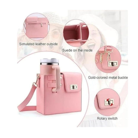Outdoor Portable Crossbody Water Cup Storage Bag, Water Bottle Carrier Bag with Storage Pocket for Women（oniy bag）