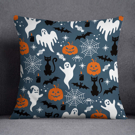 Happy Halloween Throw Pillow Covers 18x18,Trick or Treat Farmhouse Holiday Decorative Cushion Covers for Home Halloween （3pcs）