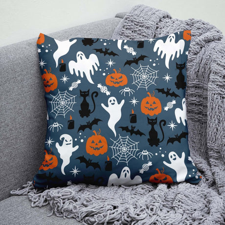 Happy Halloween Throw Pillow Covers 18x18,Trick or Treat Farmhouse Holiday Decorative Cushion Covers for Home Halloween （3pcs）