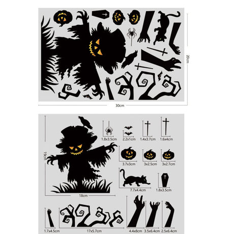DIY Pumpkin Ghost Monster Castle Bat Halloween Decorations Window Stickers Decals Halloween Party Decoration Horror Window