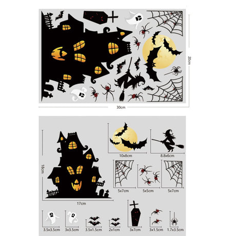 DIY Pumpkin Ghost Monster Castle Bat Halloween Decorations Window Stickers Decals Halloween Party Decoration Horror Window