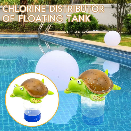 Turtle-Shaped Pool Chlorine Floater Dispenser | Adjustable Flow with 24 Vent Holes | Holds 4 x 1