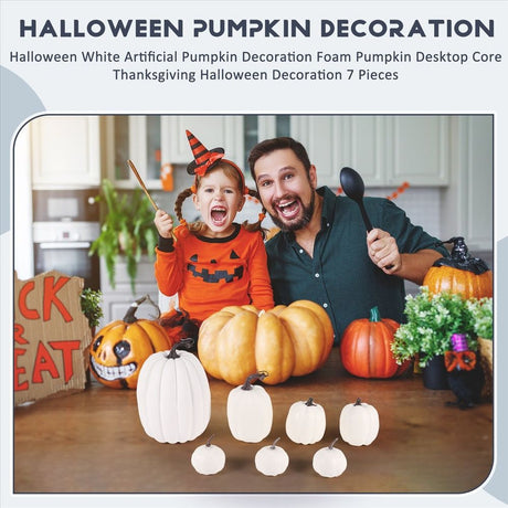 Halloween White Artificial Pumpkin Decoration Foam Pumpkin Desktop Core Thanksgiving Halloween Decoration 7 Pieces