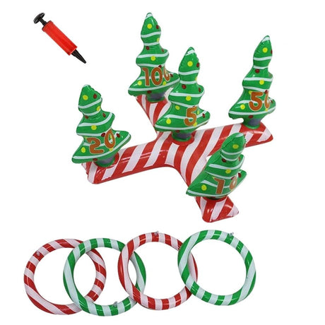 Inflatable Christmas Games Set Inflatable Christmas Tree with Scores Ring Toss Game 1 Inflatable Christmas Tree 4 Ring Toss for Christmas Party Favors Xmas Indoor Outdoor Game