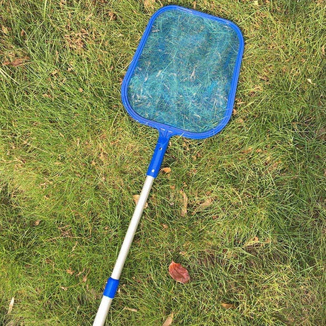 Pool Skimmer Net with Pole, Professional Heavy Duty Pool Leaf Rake with Extension Pole, Fine Mesh Frame Net, Swimming Pool Cleaning Leaf Skim Net, Swimming Pool Cleaner Supplies (Blue)