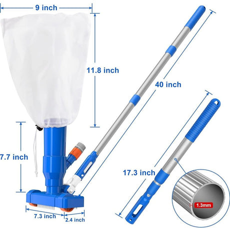 Telescopic Handheld Pool Vacuum Cleaner, Portable Spa Vacuum for Hot Tubs Pools, Efficient Swimming Pool Cleaner with Extendable Pole for Above Ground Inground Pools