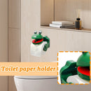 Frog Animal Themed Toilet Paper Holder Decorative Bathroom Tissue Dispenser with Shelf Wall Mounted Resin Paper Rack for Powder Room and Guest Bathroom Decoration