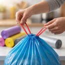 Drawstring Garbage Bags 5 Rolls 75 Count Thickened Heavy Duty Color Trash Can Liners Continuous Roll Disposable Plastic Wastebags for Kitchen Home Office Indoor Use
