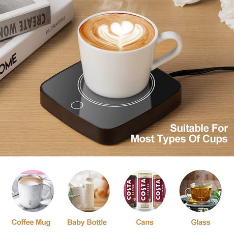 Coffee Cup Warmer for Desk, Smart Coffee Mug Warmer for Desk Home Office Use with 3 Temperature Setting, Beverage Warmer Candle Warmer for Tea, Water, Milk, Coffee Mug Warmer,（black）