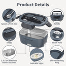 Electric Lunch Box, 2 in 1 Heated Lunch Box for Adults, Portable Heating Lunch Box with 1.5L Removable Stainless Steel Container for Office/Car/Truck, 110V 12V, 80W-60W, Black Grey