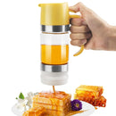 Glass Honey Dispenser Pot, No Drip 10 OZ Honey Jar with Handle, Syrup Dispenser for Coffee or Tea, Yellow white