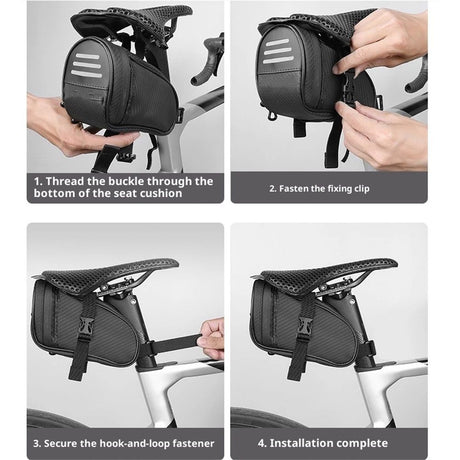 Bike Seat Bag, Water-resistant Bicycle Saddle Bag with Reflective Strap, Cycling Under Seat Pouch, Bike Seat Pack for Mountain Road Bikes and Commuters