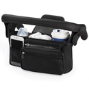 Universal Stroller Organizer with Insulated Cup Holder, Detachable Phone Bag, Shoulder Strap – Fits All Stroller Types, Keeps Drinks Hot/Cold (Black)