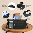 Universal Stroller Organizer with Insulated Cup Holder, Detachable Phone Bag, Shoulder Strap – Fits All Stroller Types, Keeps Drinks Hot/Cold (Black)